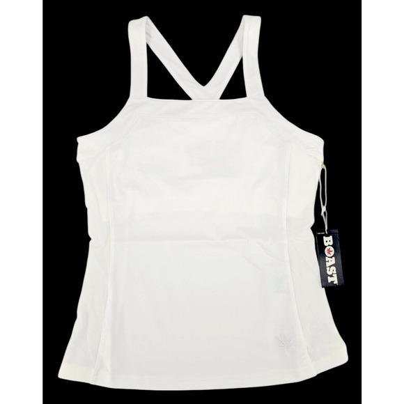Boast Womens Racerback Tank Top White Sleeveless Tennis Gym Workout Athletic NWT - Picture 1 of 6